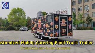 Trailer xe tải thực phẩm phục vụ ăn uống di động tùy chỉnh với nhà bếp hoàn chỉnh cho Pizza, BBQ và kem