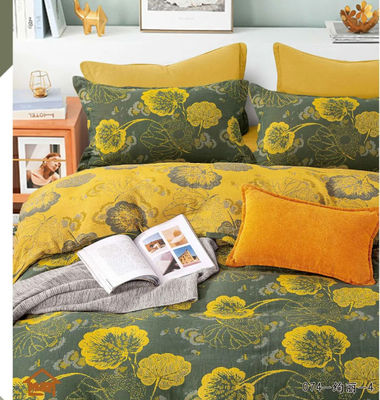 Màu vàng &amp; xanh lá cây Châu Âu Jacquard Cotton Bedding Homeware