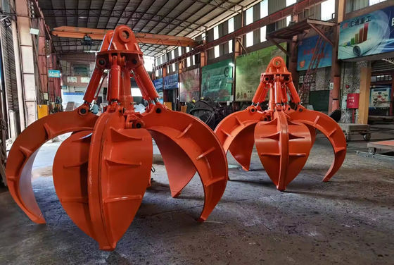 Nhà máy tùy chỉnh màu cam vỏ nắm máy đào đính kèm Q355B nắm thủy lực cho xoay