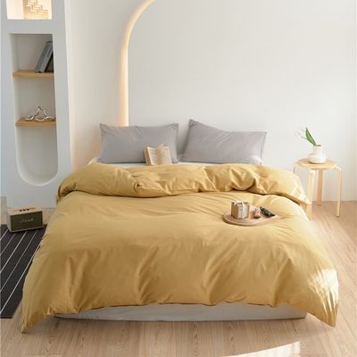 Màu vàng 100% bông bao bọc giường giường Set gối vỏ trang bị tấm