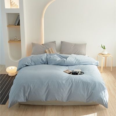 Mềm tự nhiên ánh sáng màu xanh 100% tinh khiết Long Staple Cotton Cover Bed Set