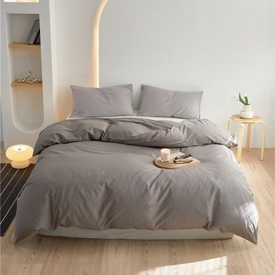 Màu xám sáng 100% tinh khiết Long Staple Cotton Bọc chăn giường Set Bedclothes