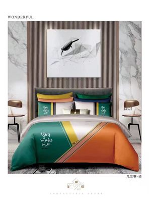Đang đến mới 100% Long Staple Cotton Reactive Print Customized Duvet Cover Bedding Set Textile