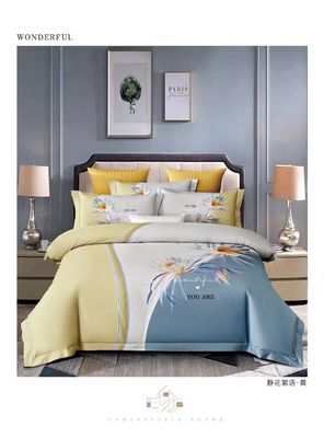 Mượt mà mềm dài Staple Cotton Reactive Print Tùy chỉnh phủ chăn giường Đặt nhà dệt may