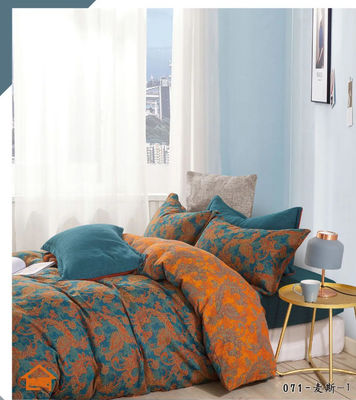 Orange Cyan phù hợp Jacquard 100% bông giường đặt Cutom kích thước phủ chăn