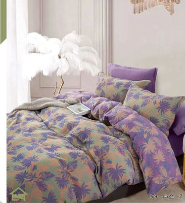 Màu xanh tím và màu beige phù hợp Chất trải giường bông mềm được giặt