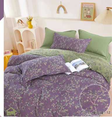 Màu tím & xanh lá cây 100% bông giặt Jacquard Weave giường đặt kích thước châu Âu