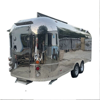 Gương sang trọng Thép không gỉ Thực phẩm Trailer Nhà bếp di động Xe tải thực phẩm cổ điển được tùy chỉnh hoàn toàn cho cà phê Thức ăn nhanh BBQ