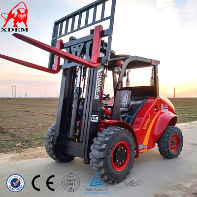 Máy móc hậu cần xe nâng địa hình gồ ghề 3,5t 4WD Xe nâng đường bộ nhỏ